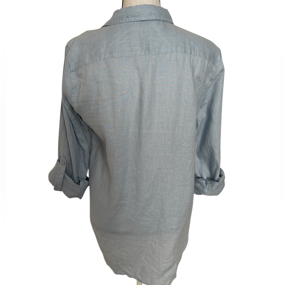 SOLD M Babaton Aritzia Linen Blue Relaxed Utility Button-up Shirt Womens Small - Picture 4 of 11